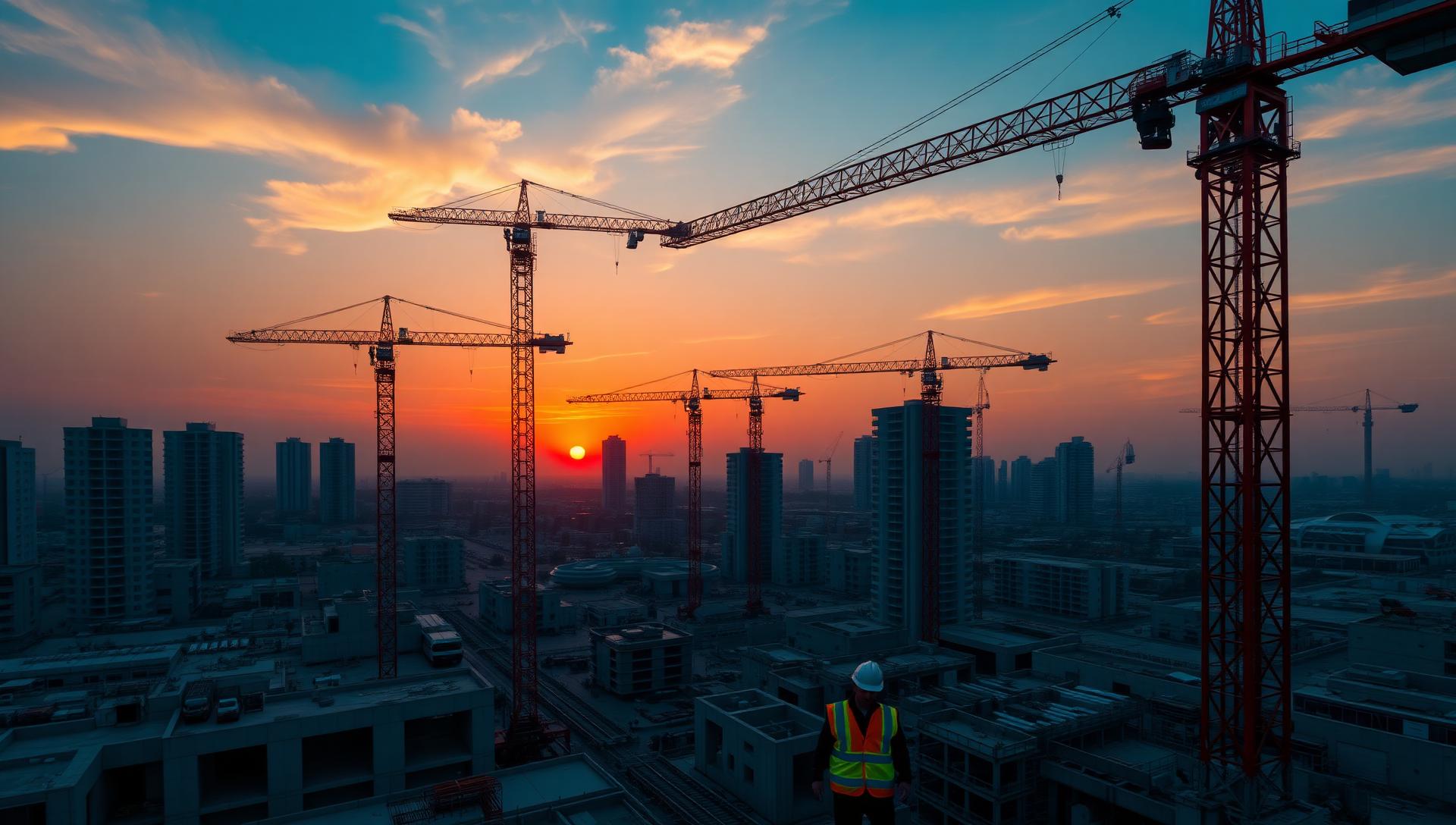 Construction cranes rebuilding the skyline — TERVION contracting